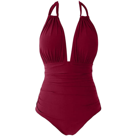 Summer Banner Womenβs One Piece Swimsuit Halter Tummy