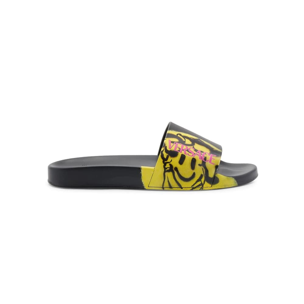 Versace Baroccoflage Pool Slides - US 8 / YELLOW $ BLACK