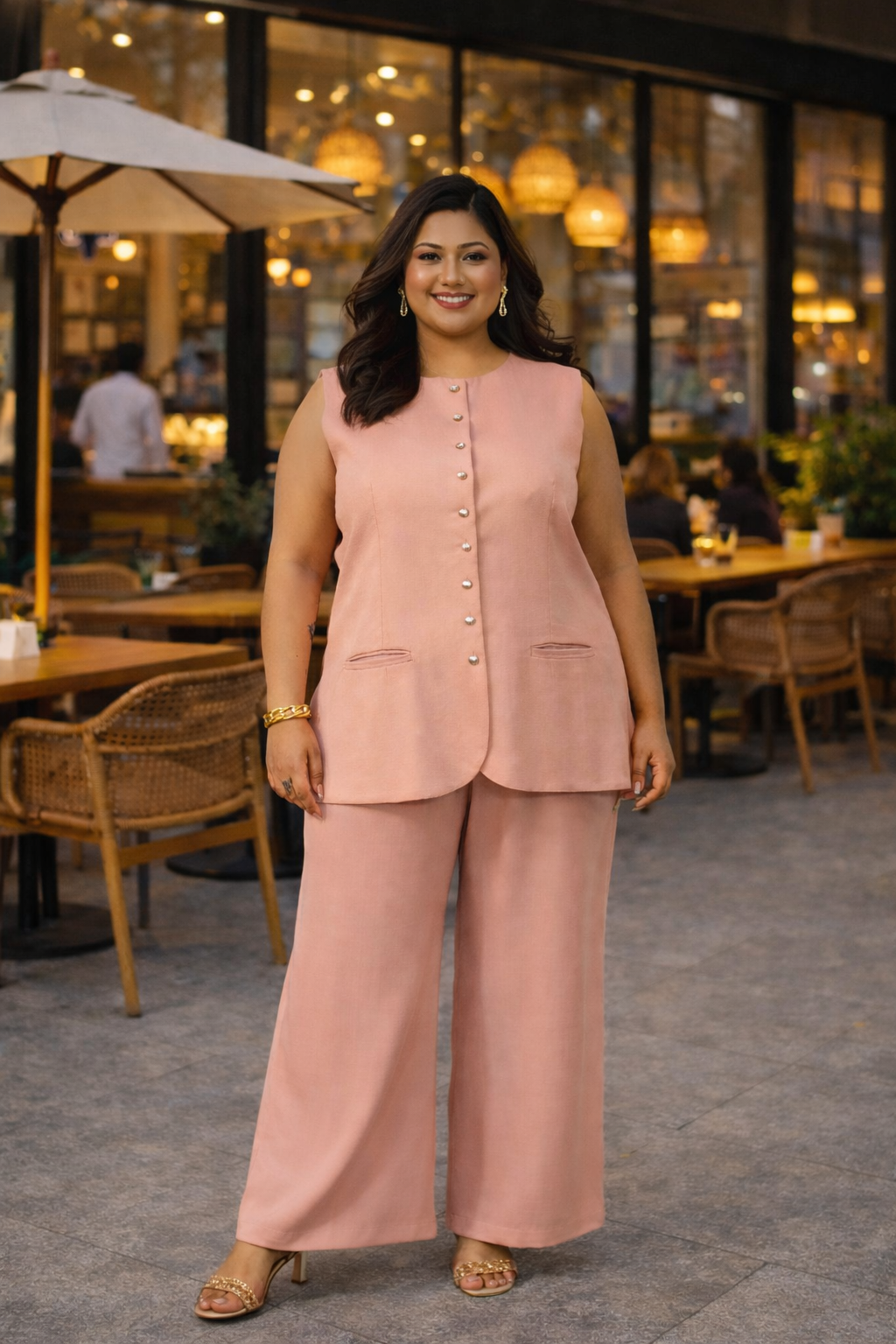 Blush Pink Modal Satin Co-ord Set