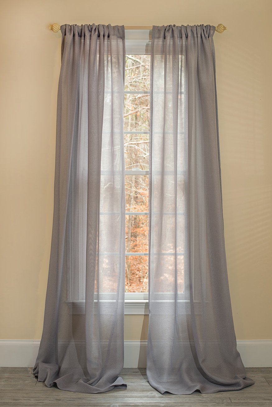 ML16605 Morning Mist Sheer Rod Pocket Curtain Panel 52x96 Gray