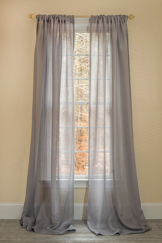 ML16605 Morning Mist Sheer Rod Pocket Curtain Panel 52x96 Gray