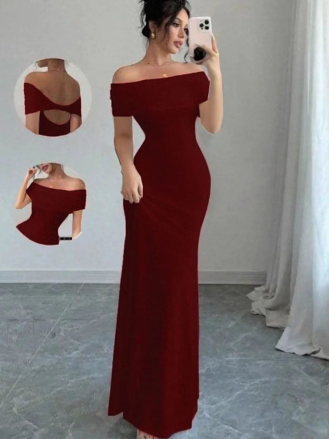 Off Shoulder Party Dress, Women‘s Sleeveless Sexy Bodycon Midi Dress,