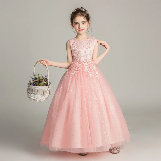 BX683 Kids Dresses For Girls Lace Dress Gown Princess Clothes Children