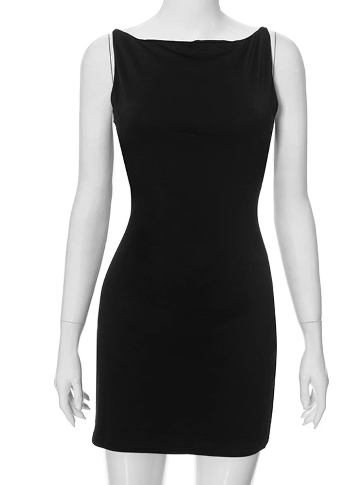 Women's Sleeveless Mini Wrap Dress Y2K Basic Casual Fashion Summer