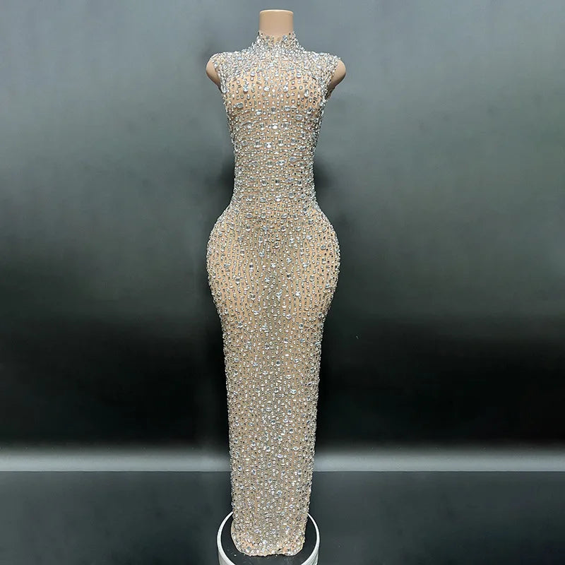 Elegant Luxury Crystal Party Dress Birthday Celebration Dress Bride