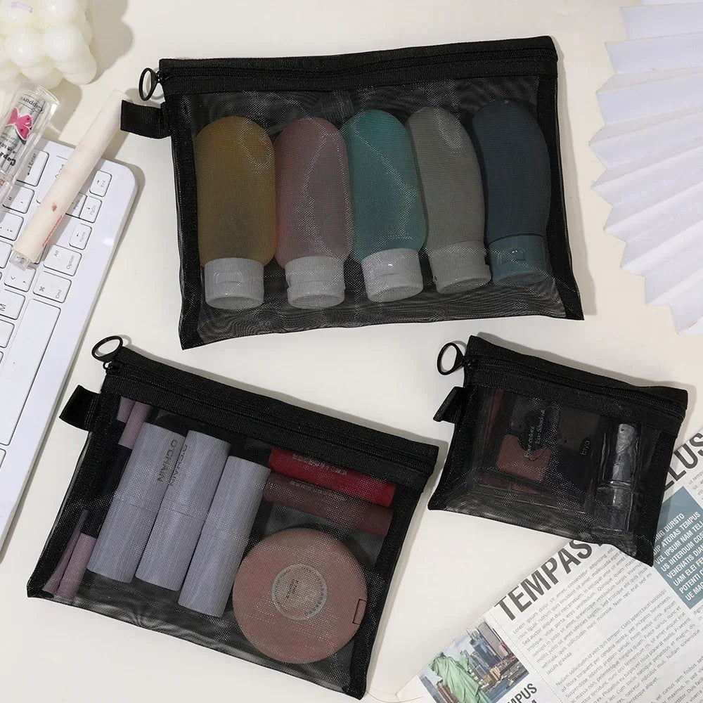 1/3pcs Mesh Clear Cosmetic Bags Small Large Black Makeup Bag Portable