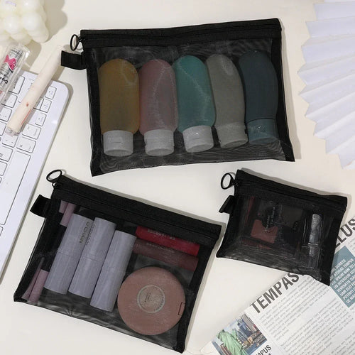 1/3pcs Mesh Clear Cosmetic Bags Small Large Black Makeup Bag Portable