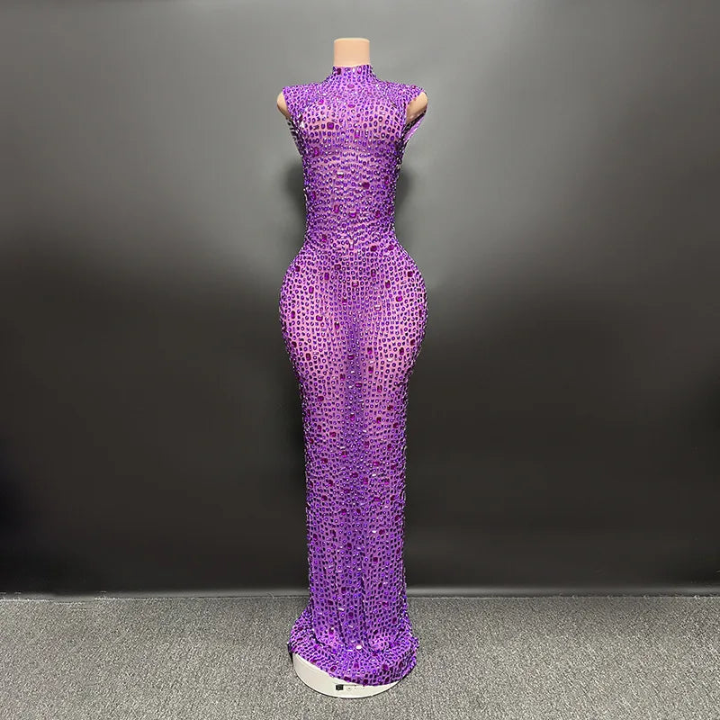 Elegant Luxury Crystal Party Dress Birthday Celebration Dress Bride