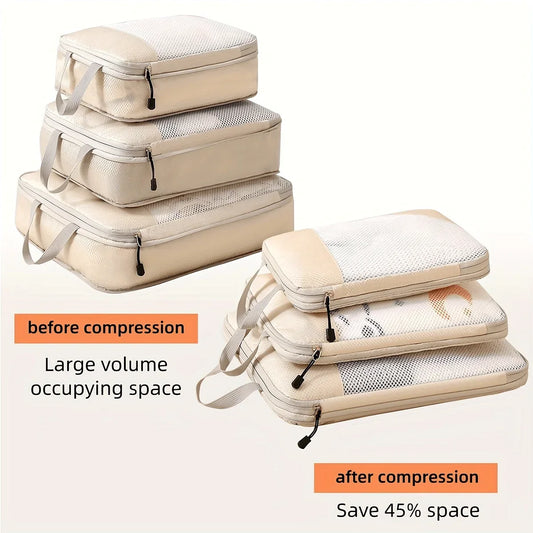 3-piece travel compression packing cube, travel bag luggage organizer