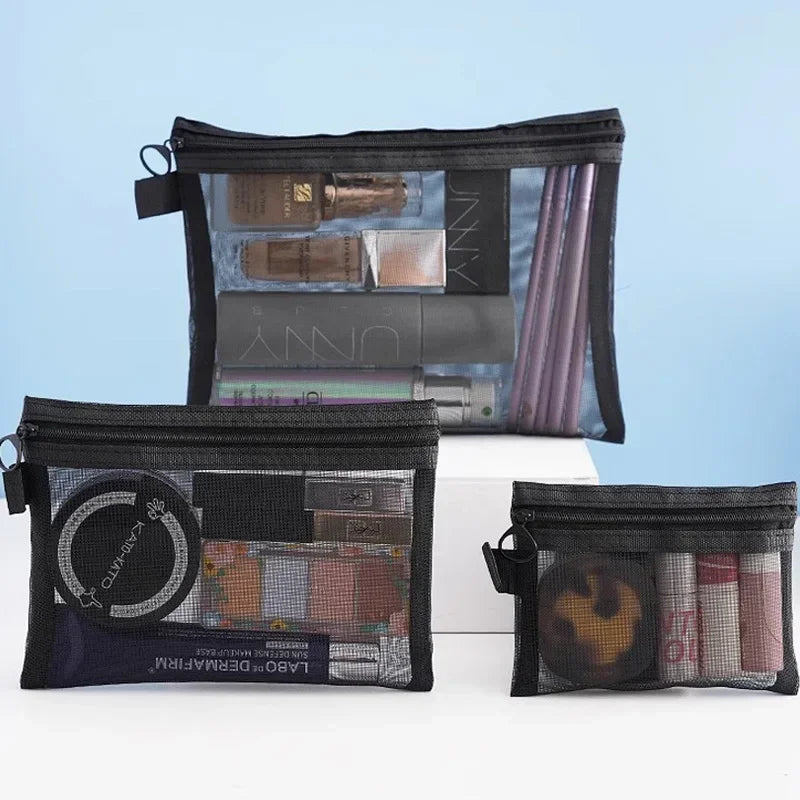 1/3pcs Mesh Clear Cosmetic Bags Small Large Black Makeup Bag Portable