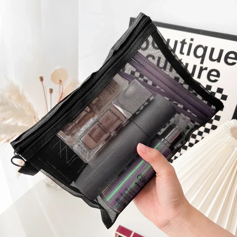 1/3pcs Mesh Clear Cosmetic Bags Small Large Black Makeup Bag Portable