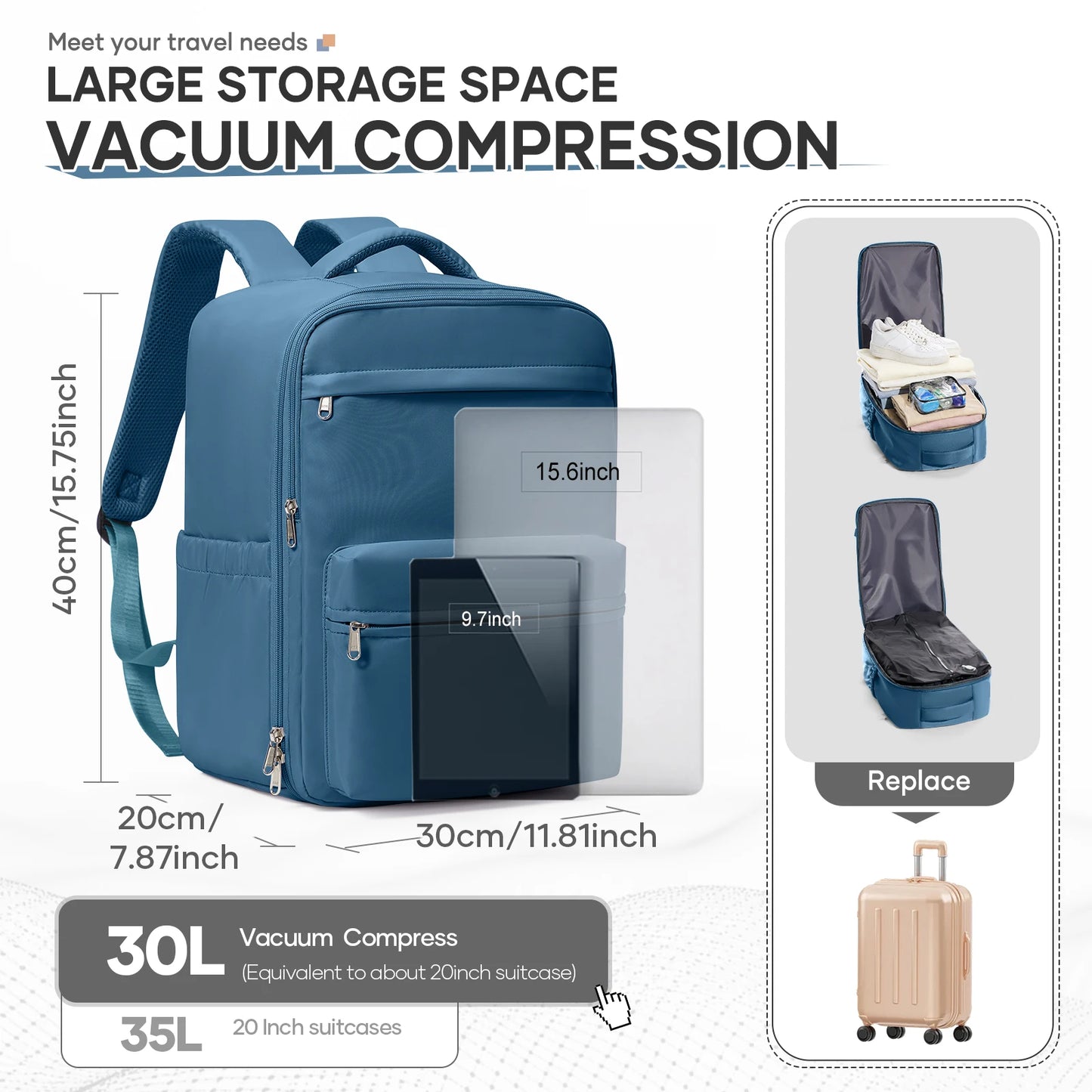 New Vacuum Compression Backpack Aircraft Ryanair 40x30x20 Airplane