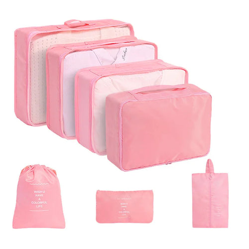 7 Pcs Set Travel Organizer Storage Bags Suitcase Packing Cubes Set