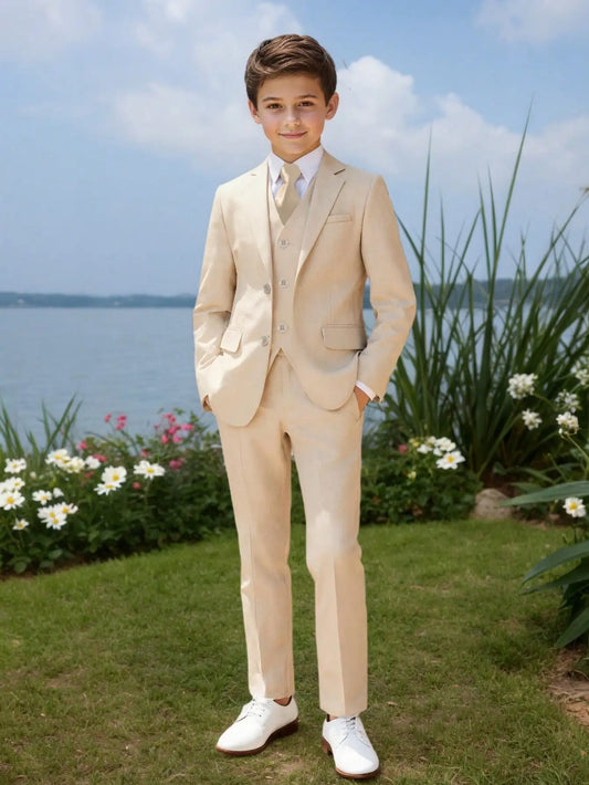 Boys Suit 5 Piece Jacket Vest Pants Shirt Tie Random Wedding Birthday