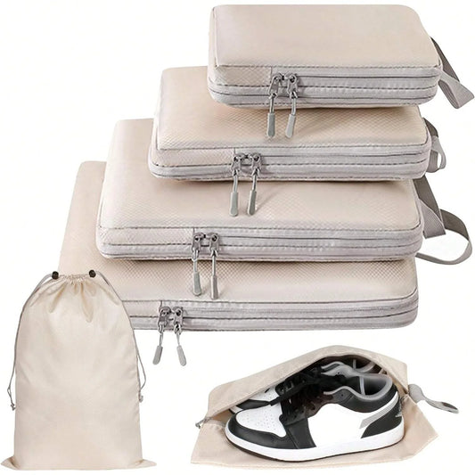 Set/6 pcs Compressible Packing Travel Storage Bag Cubes Waterproof