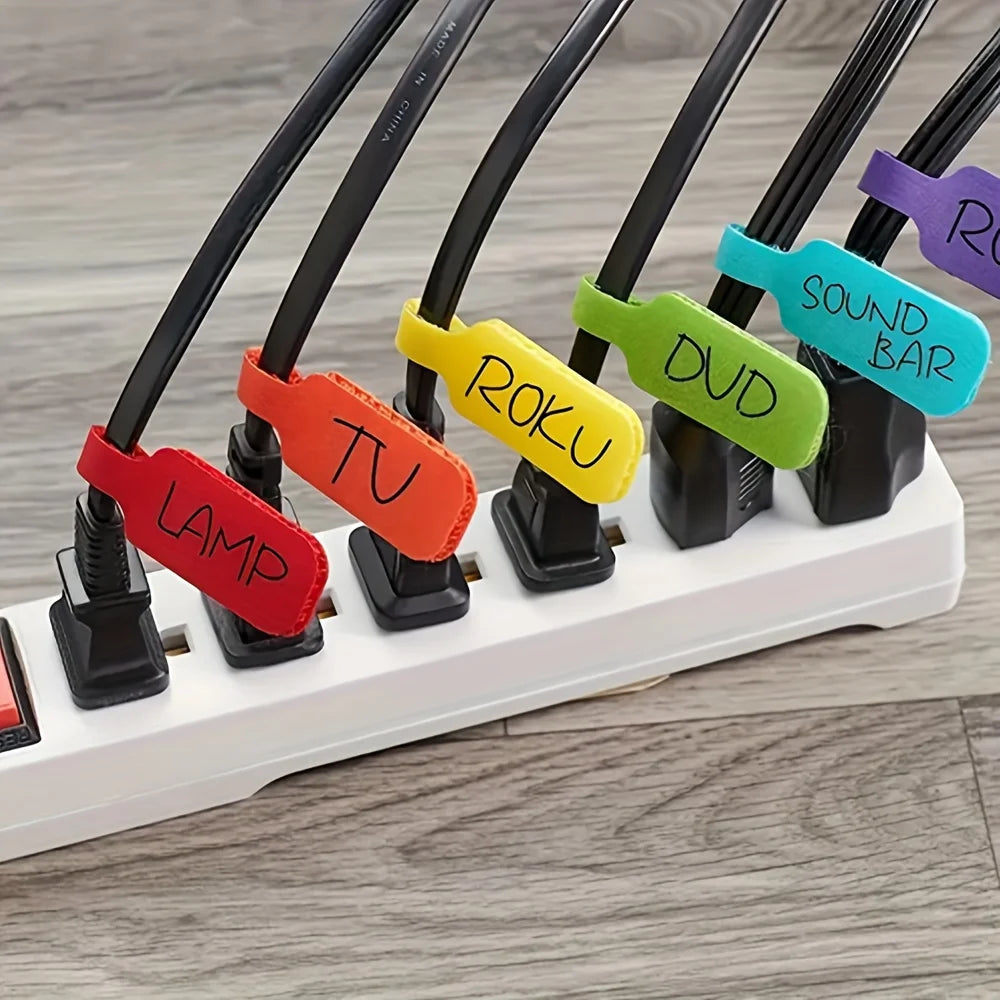 10/30/50pcs Reusable Waterproof Cable Labels Color-Coded Organizer