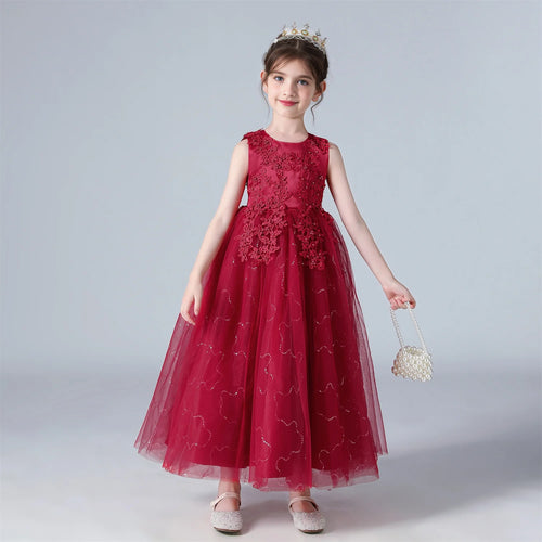 BX683 Kids Dresses For Girls Lace Dress Gown Princess Clothes Children