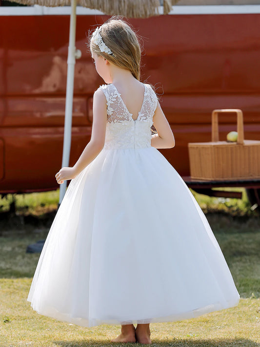 Soft Tulle Satin Floral Appliques Lace Elegant Wedding Party Princess
