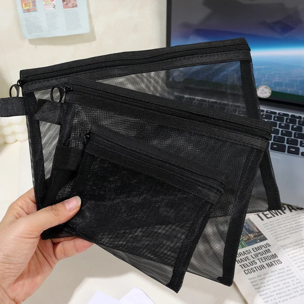 1/3pcs Mesh Clear Cosmetic Bags Small Large Black Makeup Bag Portable