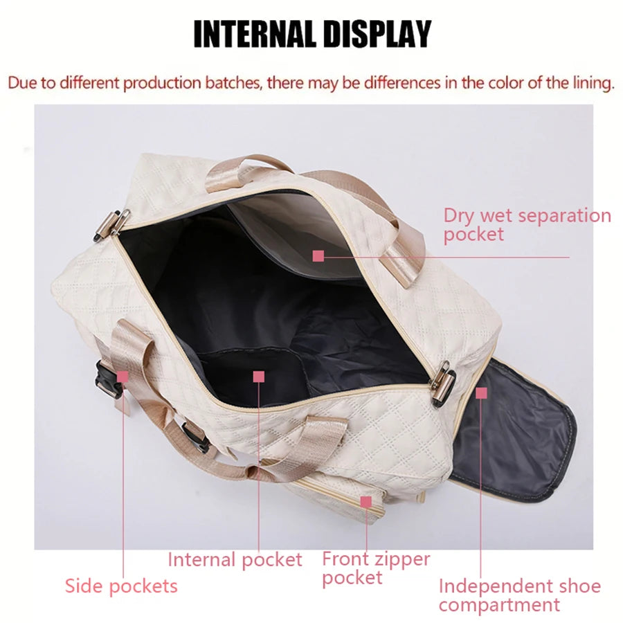Durable Nylon Travel Duffle Bag, Portable Sports Gym Bag for Overnight