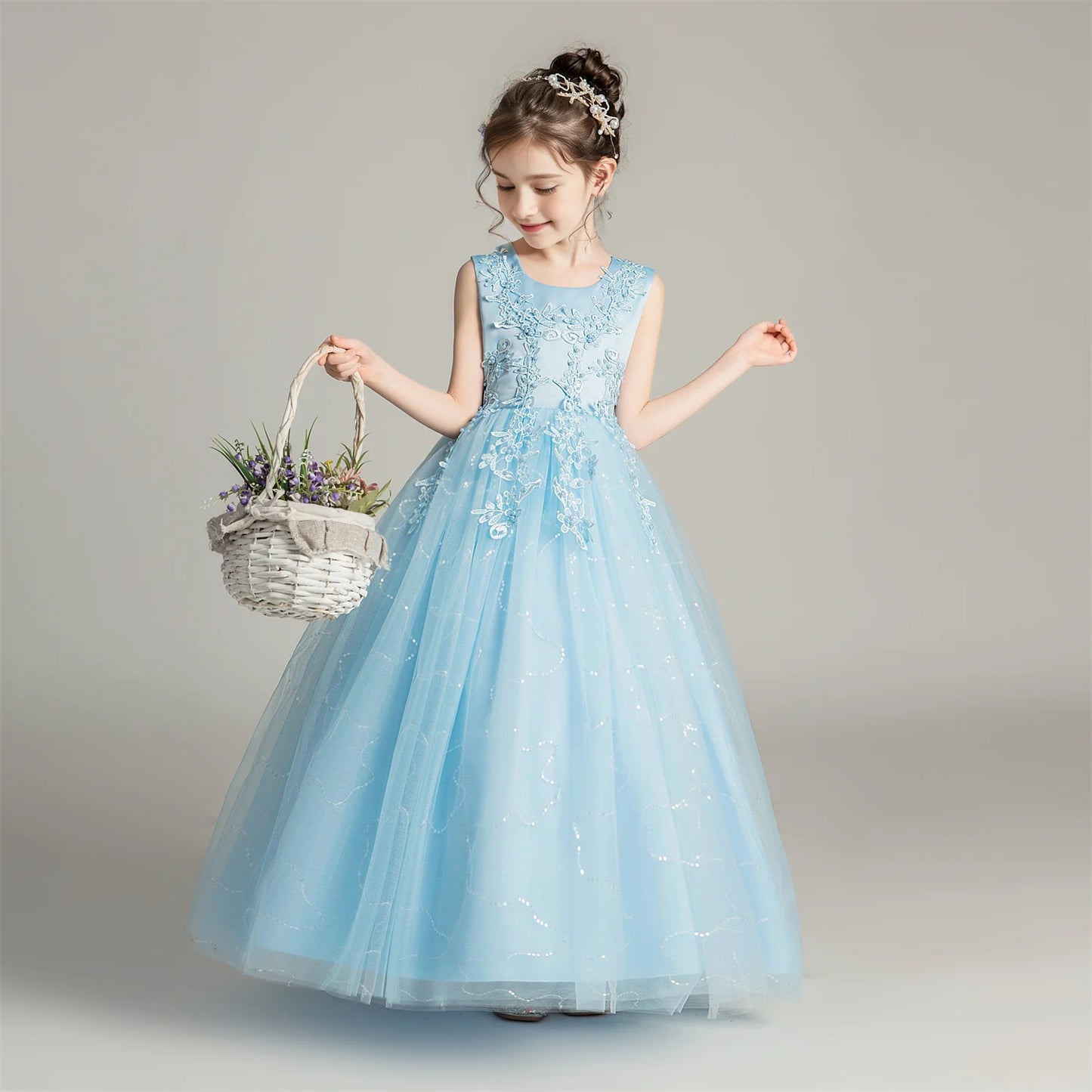 BX683 Kids Dresses For Girls Lace Dress Gown Princess Clothes Children