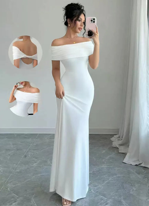 Off Shoulder Party Dress, Women‘s Sleeveless Sexy Bodycon Midi Dress,