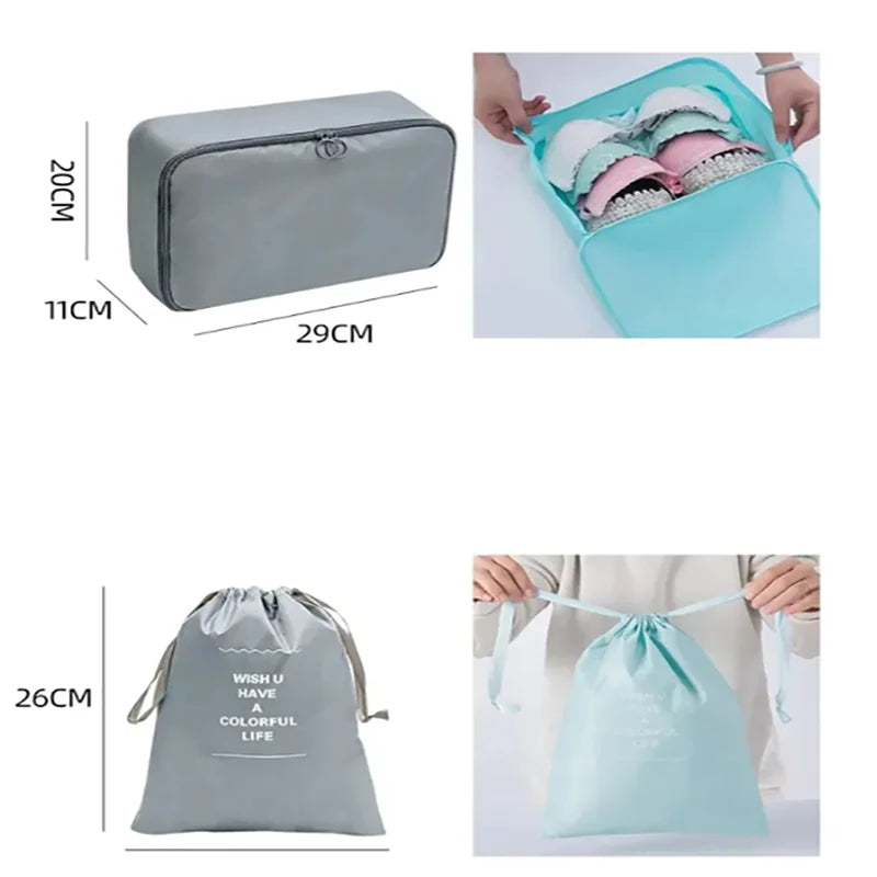 7 Pcs Set Travel Organizer Storage Bags Suitcase Packing Cubes Set