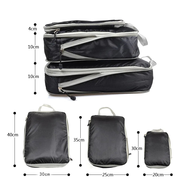 Foldable Compressible Packing Cubes, Waterproof Travel Storage Bag,