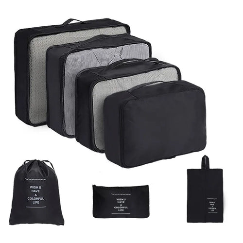 7 Pcs Set Travel Organizer Storage Bags Suitcase Packing Cubes Set