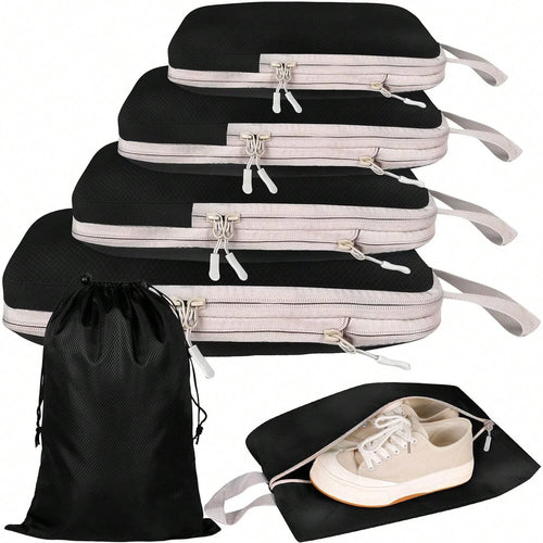 Set/6 pcs Compressible Packing Travel Storage Bag Cubes Waterproof