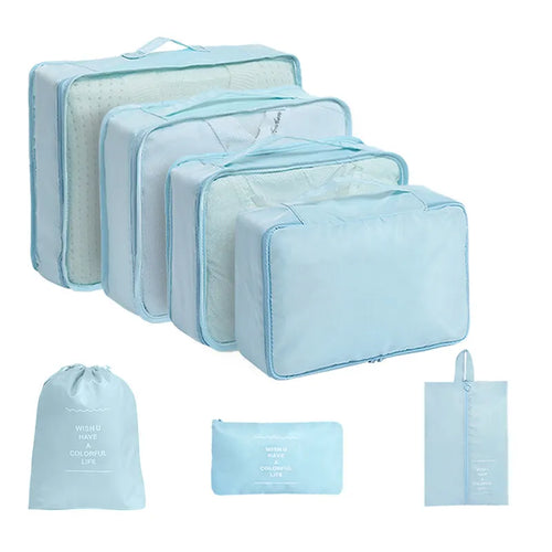 7 Pcs Set Travel Organizer Storage Bags Suitcase Packing Cubes Set