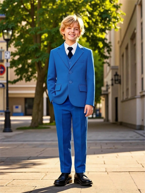 Boys Suit 5 Piece Jacket Vest Pants Shirt Tie Random Wedding Birthday