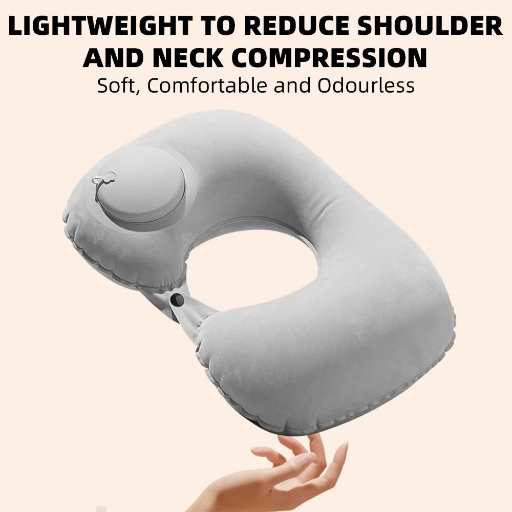 U-Shaped Inflatable Travel Pillow Portable Air Neck Support Cushion