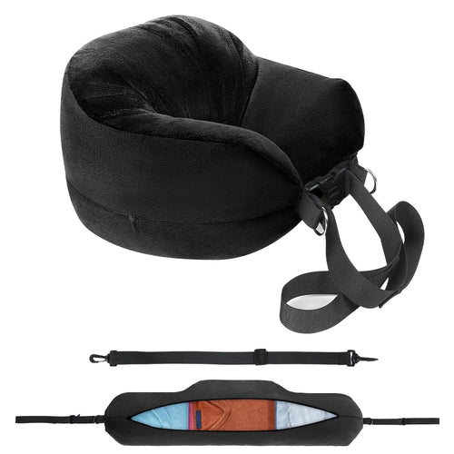 Travel Neck Pillow with Fillable Clothing U-Shaped Pillowcase, Extra