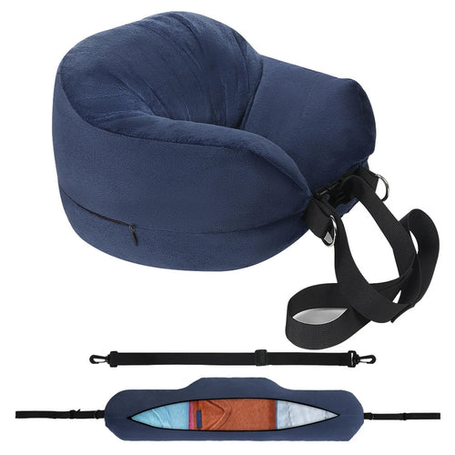 Travel Neck Pillow with Fillable Clothing U-Shaped Pillowcase, Extra