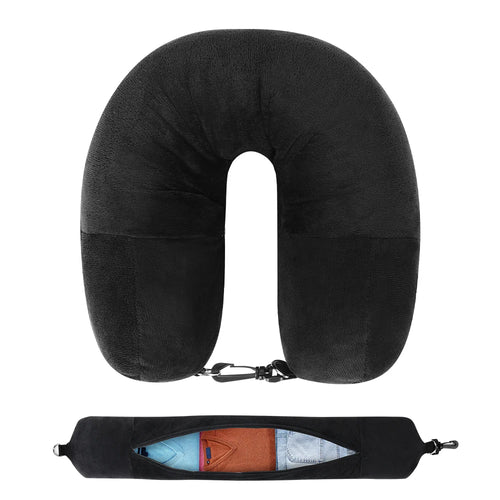 Travel Neck Pillow with Fillable Clothing U-Shaped Pillowcase, Extra