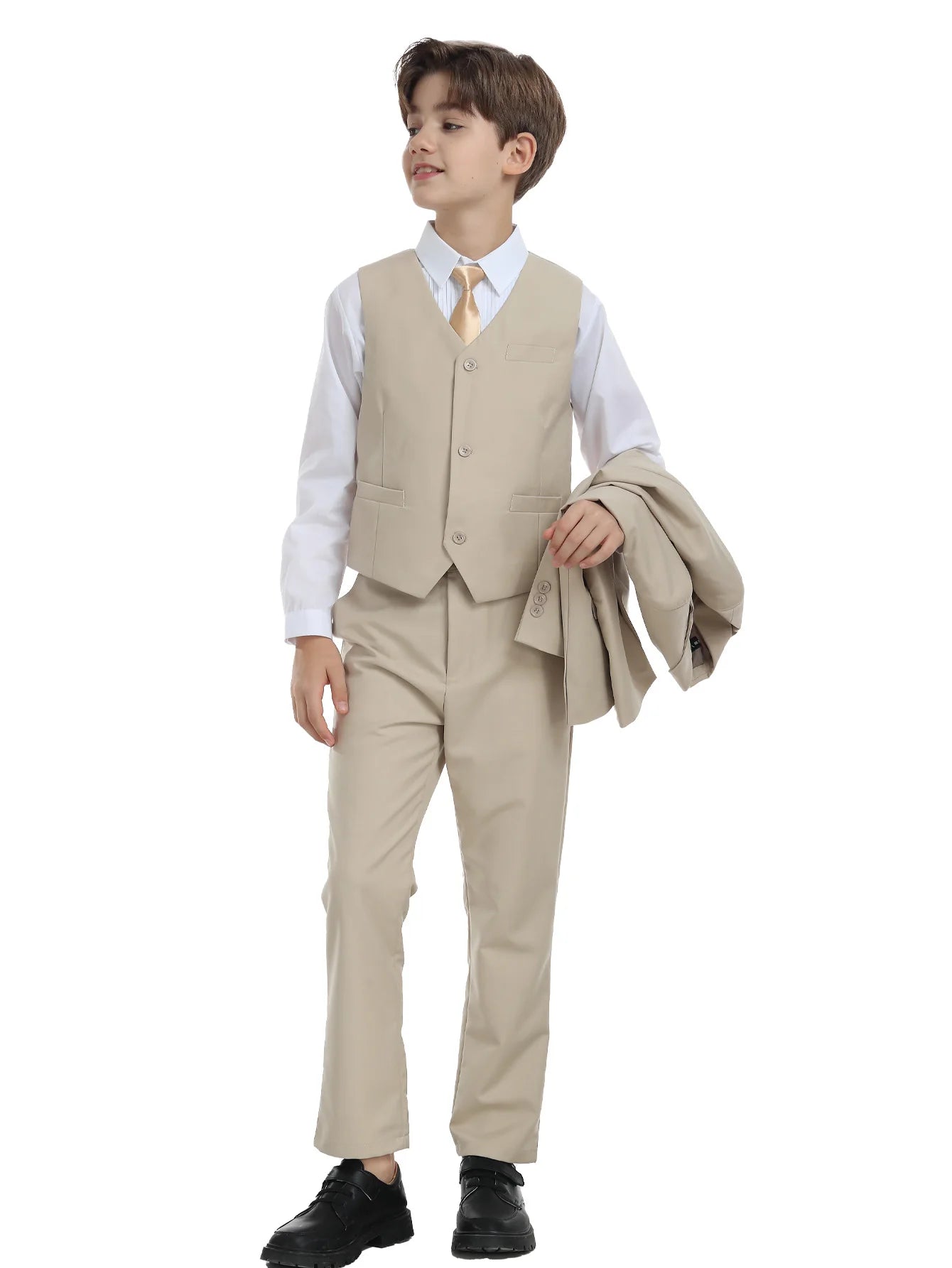 Boys Suit 5 Piece Jacket Vest Pants Shirt Tie Random Wedding Birthday