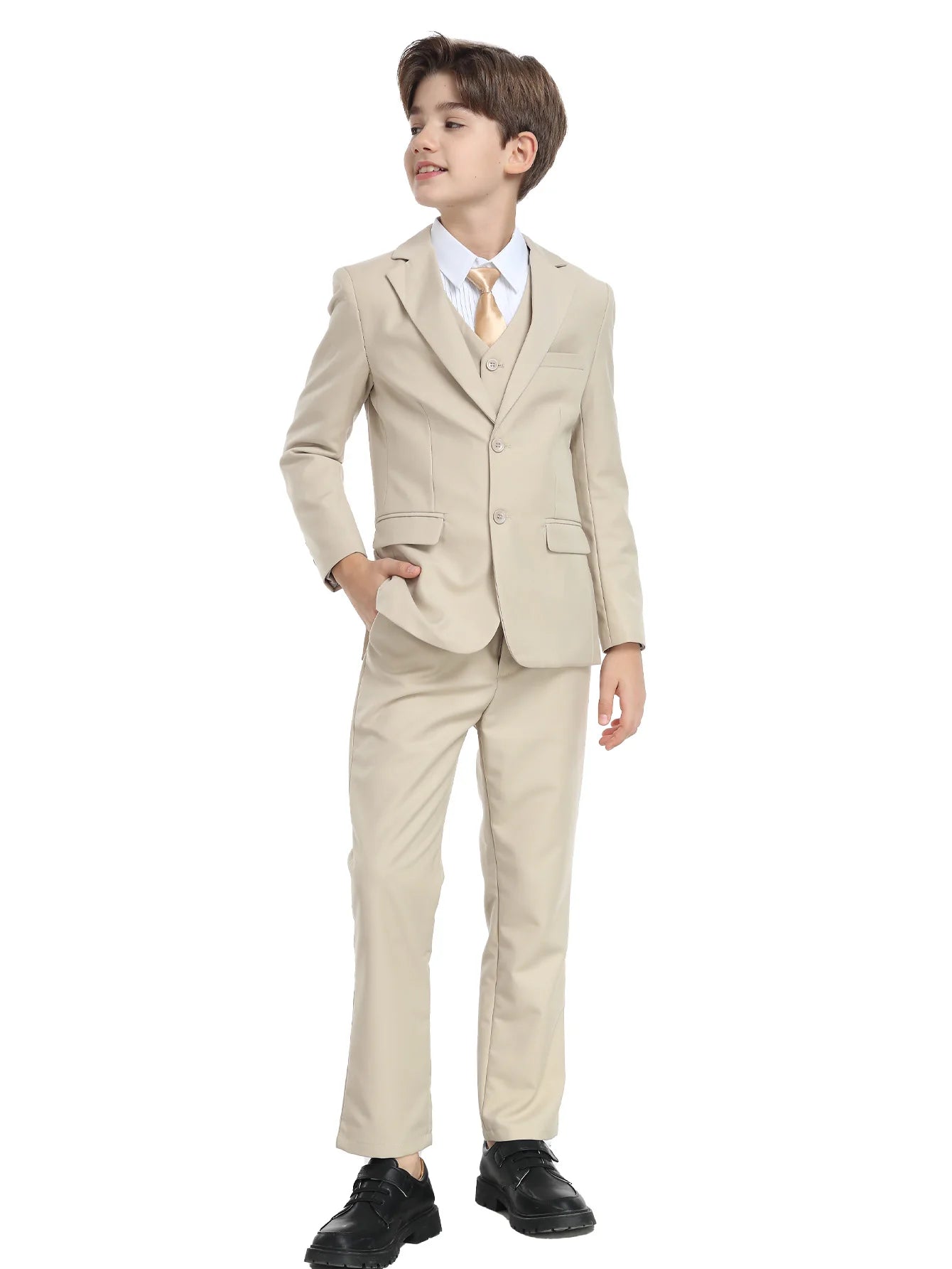 Boys Suit 5 Piece Jacket Vest Pants Shirt Tie Random Wedding Birthday