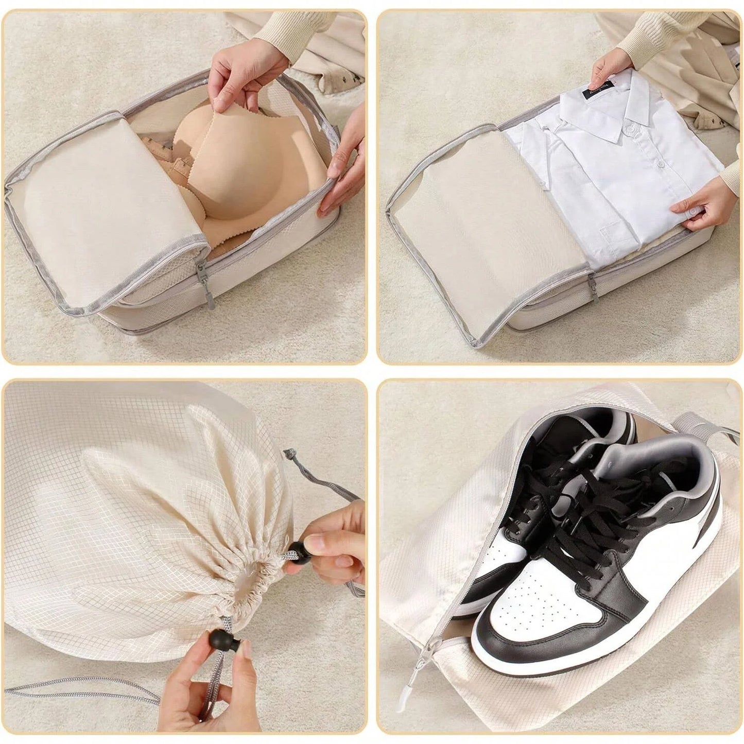 Set/6 pcs Compressible Packing Travel Storage Bag Cubes Waterproof