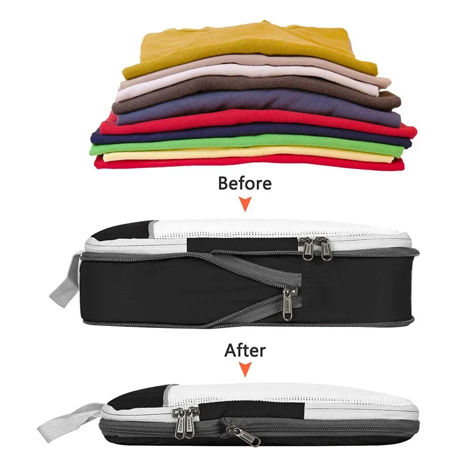 3Pcs/set Black/Blue/Grey Compressible Travel Storage Bag Portable