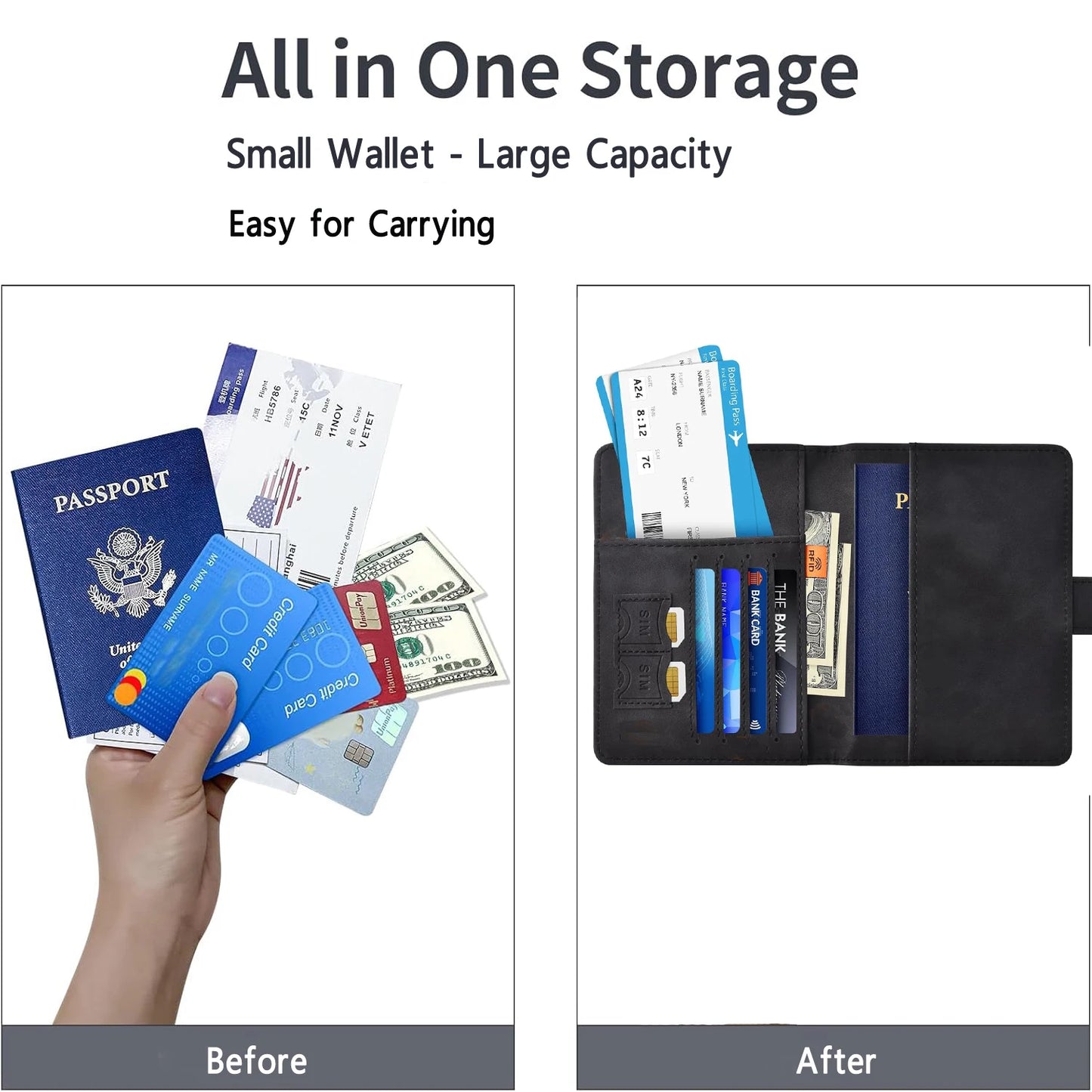 Passport Holder for Travel Essentials  Passport Wallet Cover Case for