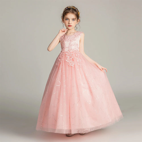 BX683 Kids Dresses For Girls Lace Dress Gown Princess Clothes Children
