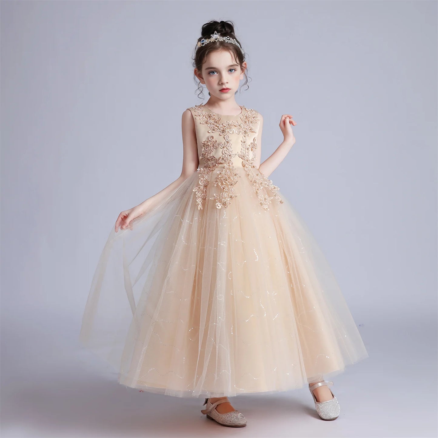 BX683 Kids Dresses For Girls Lace Dress Gown Princess Clothes Children