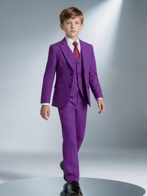 Boys Suit 5 Piece Jacket Vest Pants Shirt Tie Random Wedding Birthday