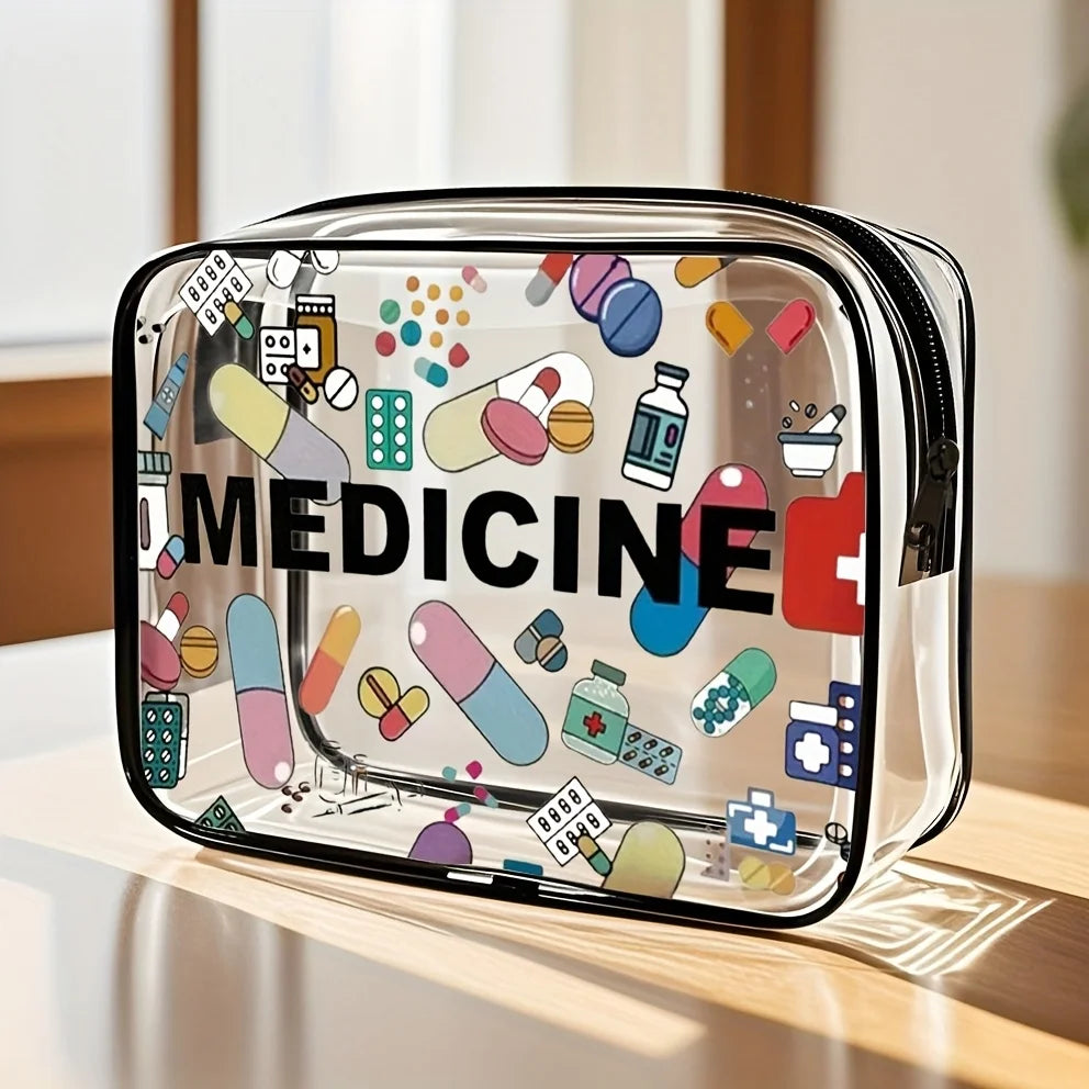 Medicine Cosmetic Bag Women Large Capacity Travel Organizer Easy Wipe