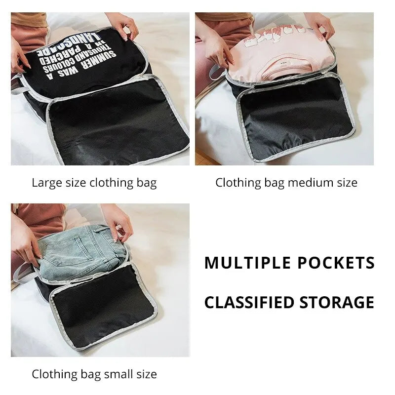 3Pcs/set Black/Blue/Grey Compressible Travel Storage Bag Portable