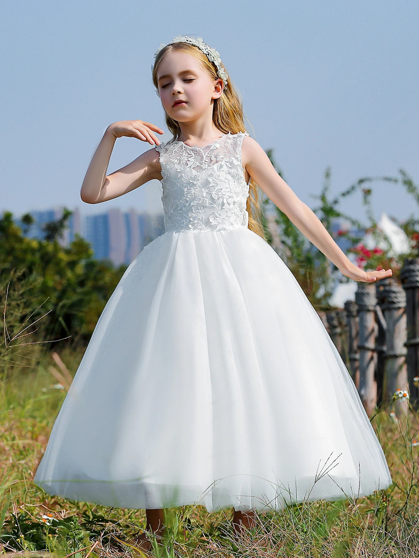 Soft Tulle Satin Floral Appliques Lace Elegant Wedding Party Princess