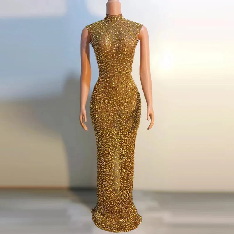Elegant Luxury Crystal Party Dress Birthday Celebration Dress Bride