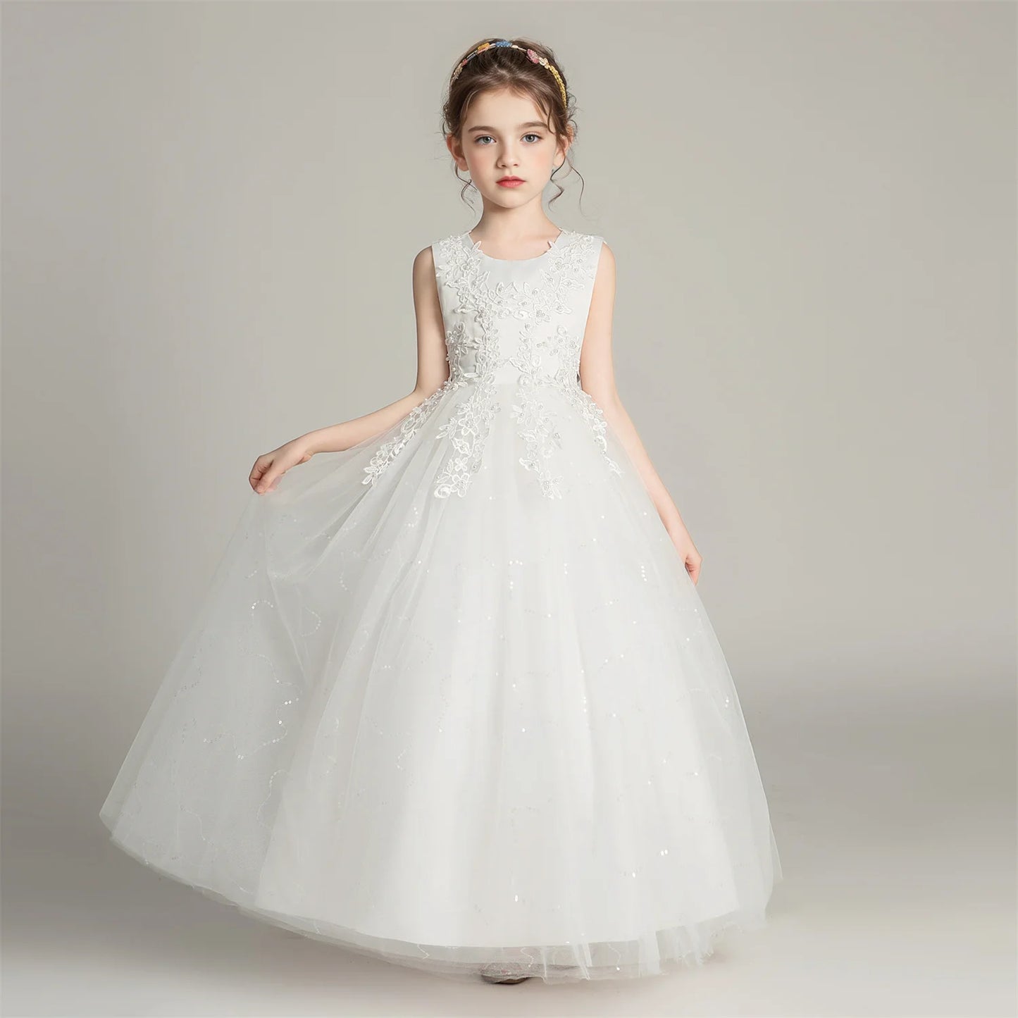 BX683 Kids Dresses For Girls Lace Dress Gown Princess Clothes Children