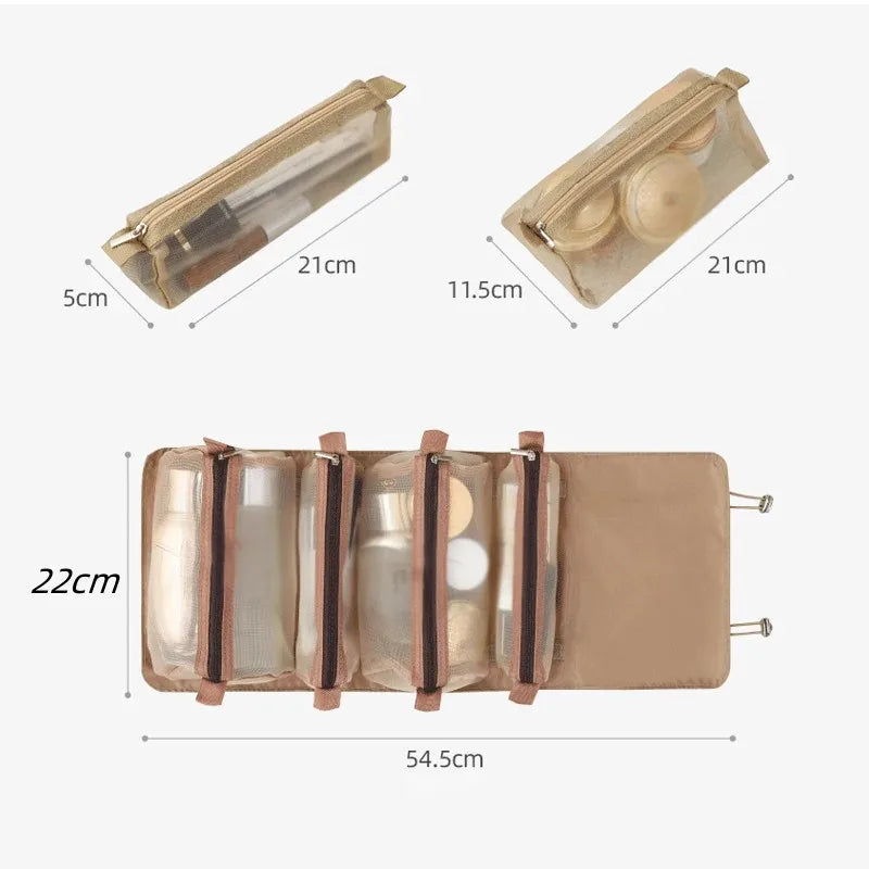 Detachable Cosmetic Bag Portable Large Capacity 4 in 1 Makeup Bags